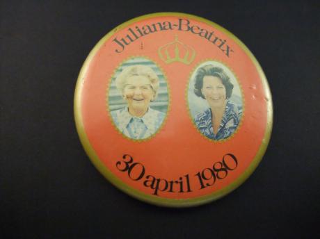 Juliana-Beatrix 30 april 1980 inhuldiging Beatrix